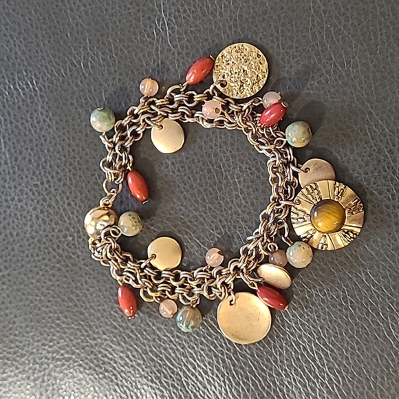 Chico's Double Strand Gold-tone Multicolor Charm Bracelet - Picture 7 of 8